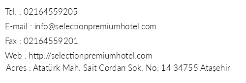 Selection Premium Hotel telefon numaralar, faks, e-mail, posta adresi ve iletiim bilgileri